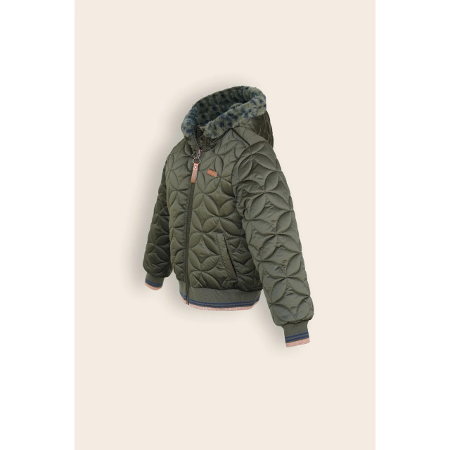 NoNo Meisjes winterjas bomber met capuchon aop bestie army N307-5201-300 large