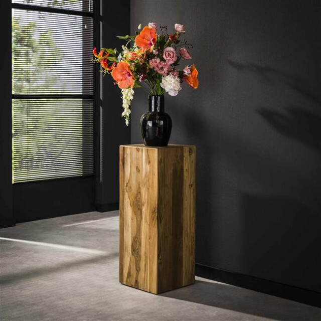 Hoyz bloemenzuil bole 85 cm massief gerecycled teakhout 2762967 large