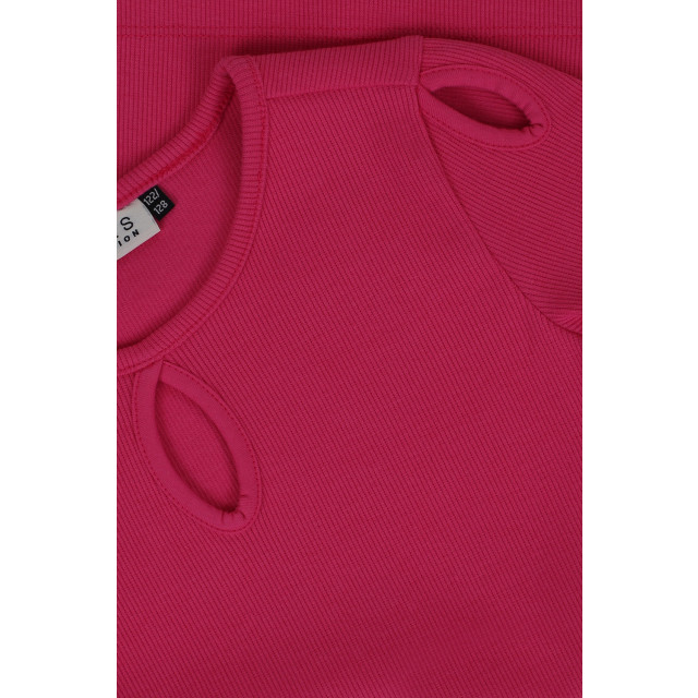Looxs Revolution Fluo pink rib t-shirt keyholes voor meisjes in de kleur 2311-5433-223 large