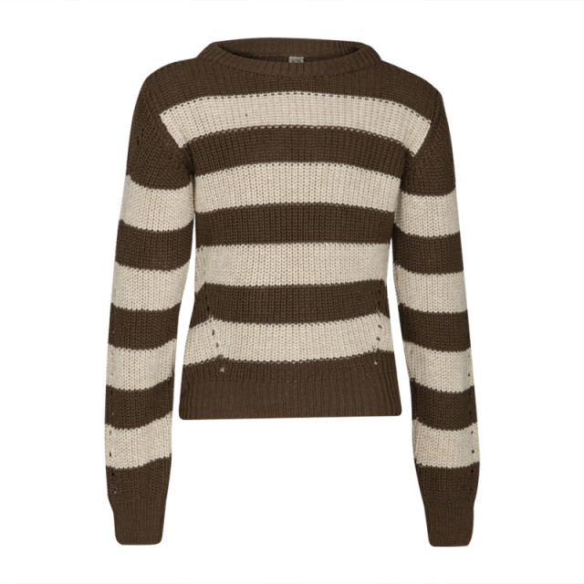 Kiestone Meisjes sweater milou bruin gestreept KS8913 - Milou - Brown-Sand Stripe large