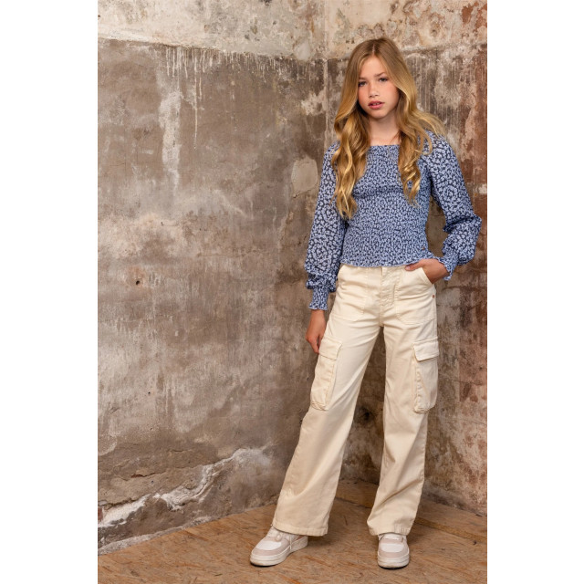 NoBell Meisjes broek cargo stretch susy pearled wit Q402-3603-020 large