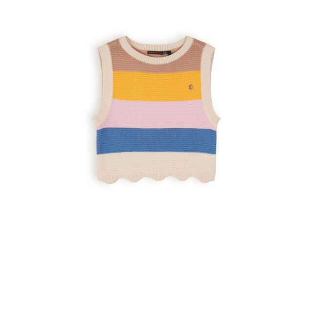 NoNo Meisjes spencer cropped gebreid kosmic pearled wit N402-5306-020 large