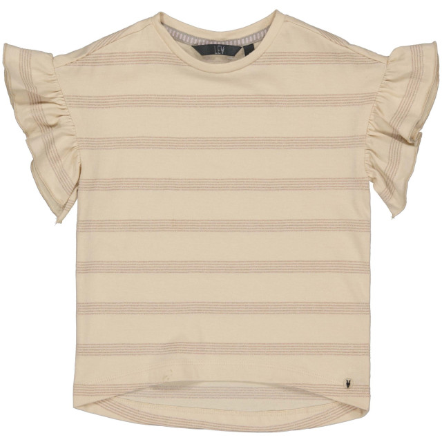 Levv Meisjes t-shirt eslien aop creme streep LESLIENS232 - AOP CR STR large