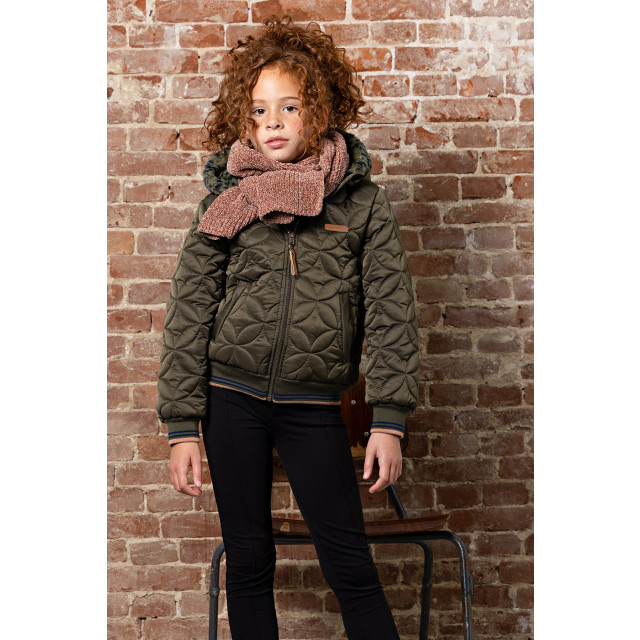 NoNo Meisjes winterjas bomber met capuchon aop bestie army N307-5201-300 large