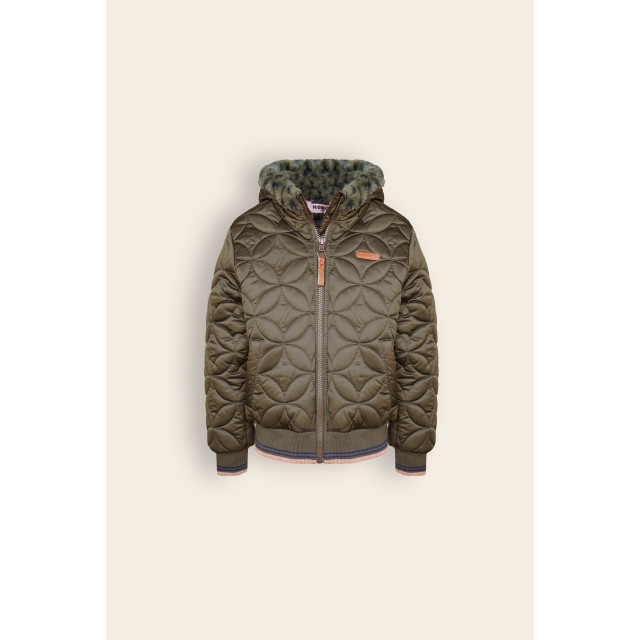 NoNo Meisjes winterjas bomber met capuchon aop bestie army N307-5201-300 large