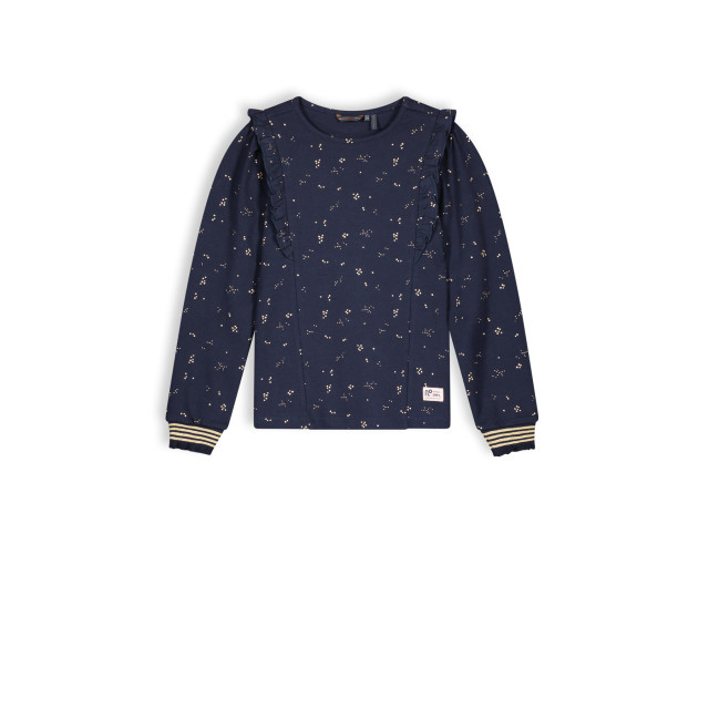 NoNo Meisjes top jersey met ruffel kean navy N308-5402-110 large