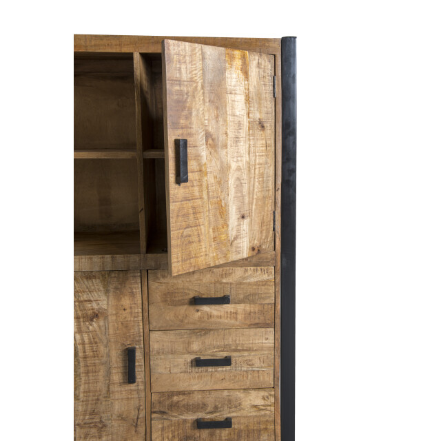 Livingfurn kabinetkast nairobi 43x100x150 mangohout en gecoat staal 2059032 large
