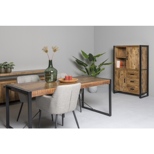Livingfurn kabinetkast nairobi 43x100x150 mangohout en gecoat staal 2059032 large