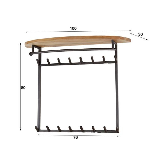 Hoyz kapstok round 16 haken hoedenplank massief acacia 2917013 large