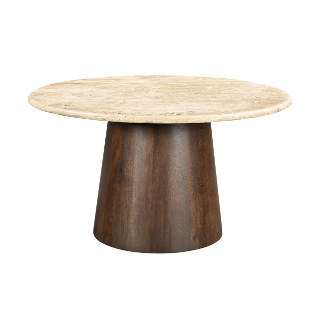 Livingfurn eetkamertafel valentino round 130cm mangohout / travertin 2834827 large