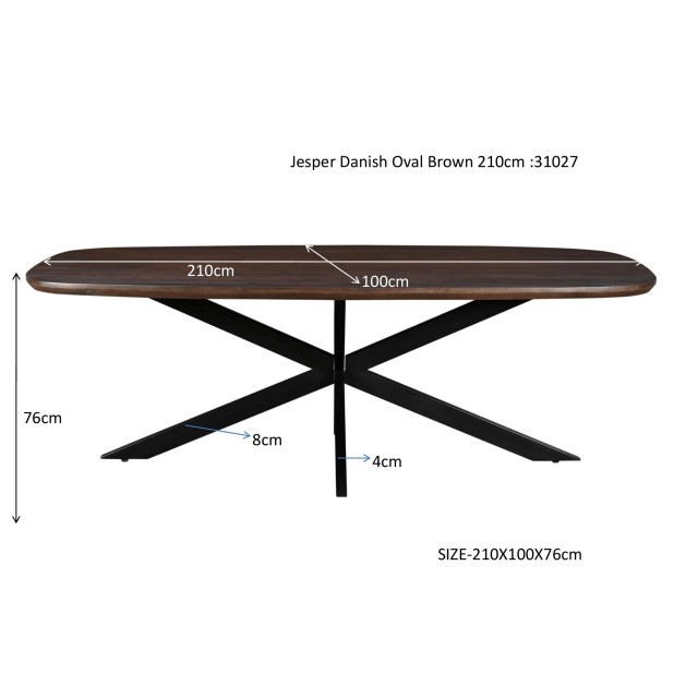 Livingfurn eetkamertafel jesper danish oval brown 210cm mangohout 2834826 large