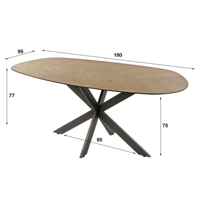 Hoyz eetkamertafel 180 organisch gerecycled teakhout fineer 2917023 large
