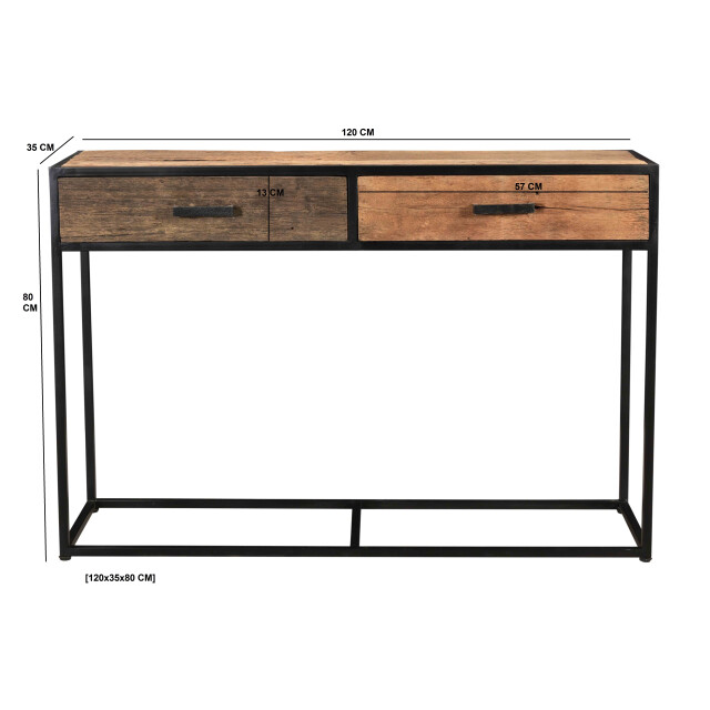 Livingfurn wandtafel dakota dr 120 cm riverwood / gecoat staal 2058848 large
