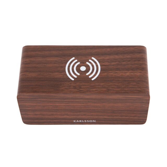 Karlsson wekker block w. phone charger led donker hout 2843972 large