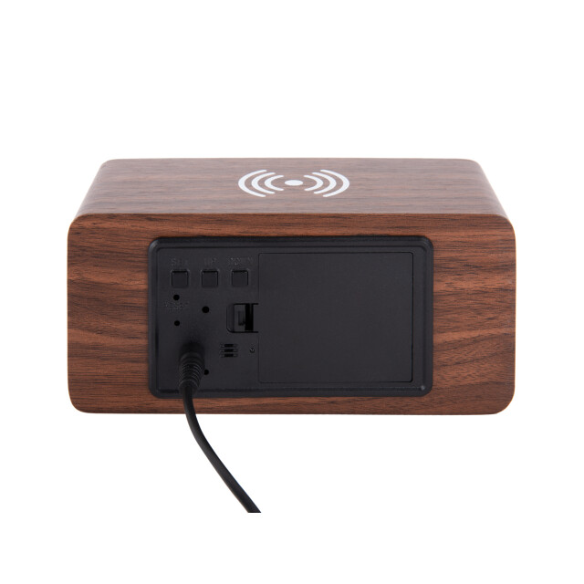 Karlsson wekker block w. phone charger led donker hout 2843972 large