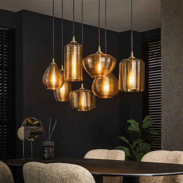 Hoyz hanglamp 4+3 stripe glass horizontal amberkleurig glas 2834813 large