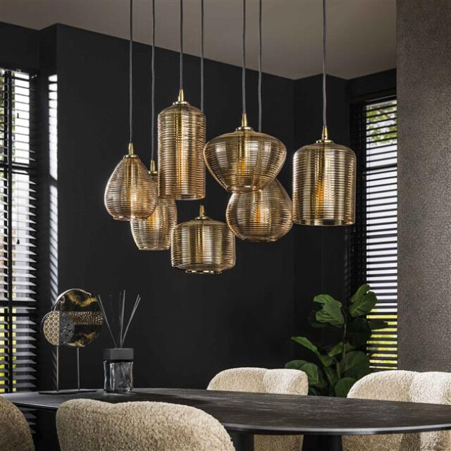 Hoyz hanglamp 4+3 stripe glass horizontal amberkleurig glas 2834813 large