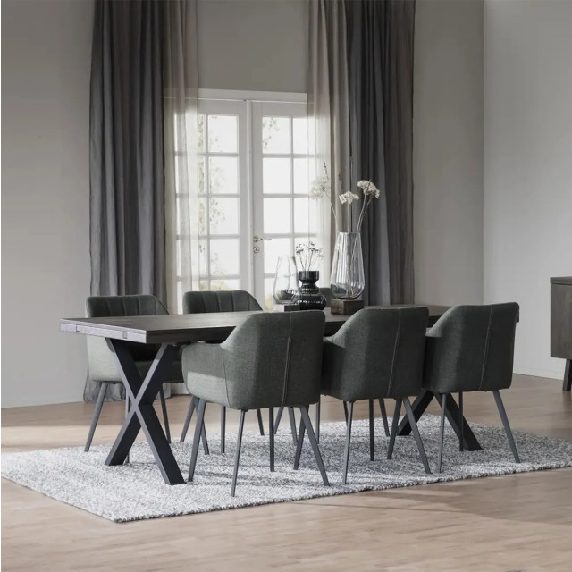 Rowico Home Brooklyn verlengbare eettafel donker eiken 220 x 95 cm 2438067 large