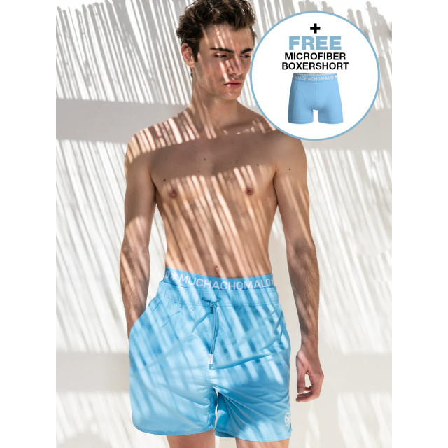 Muchachomalo Heren zwembroek lichtblauw + gratis microfiber boxershort SOLID2062-36 large