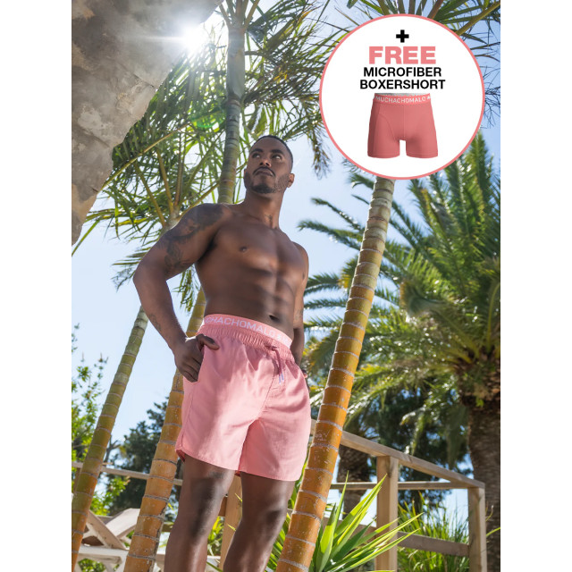 Muchachomalo Heren zwembroek lichtroze + gratis microfiber boxershort SOLID2062-37 large