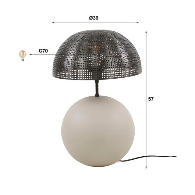 Hoyz tafellamp 1l sphere natural l natural grey 2917041 large