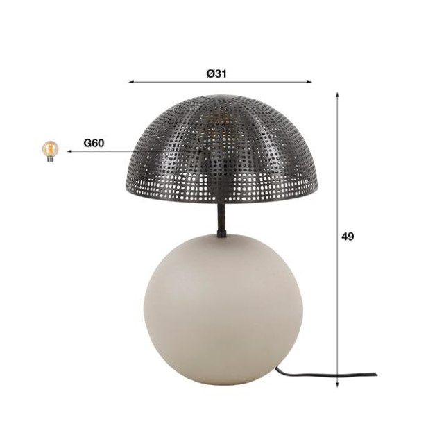 Hoyz tafellamp 1l sphere natural natural grey 2917040 large