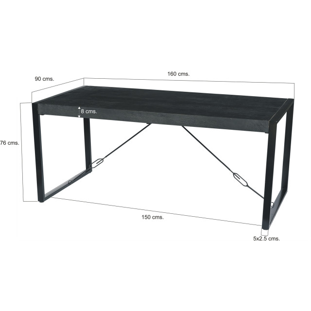 Livingfurn eetkamertafel norris 160x90 cm mangohout / gecoat staal 2926140 large