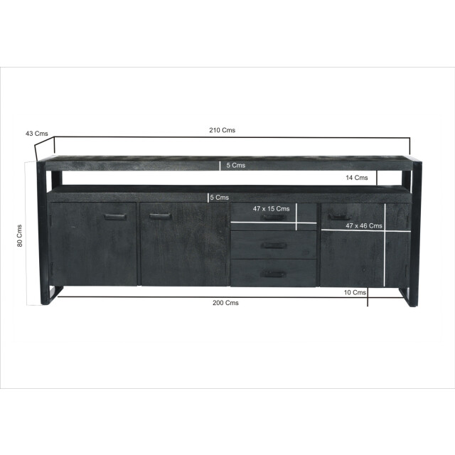 Livingfurn dressoir norris 210x80x45 cm mangohout 2926153 large