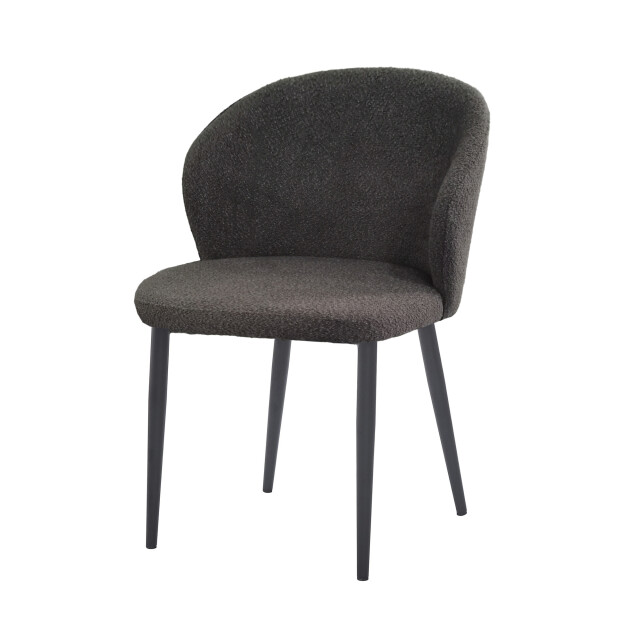 Livingfurn eetkamerstoel laura boucle antraciet stof / gecoat staal 2926170 large