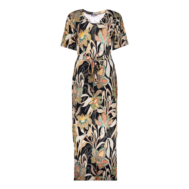 Geisha Dress v-neck aop ecru dessin 4409.08.0043 large