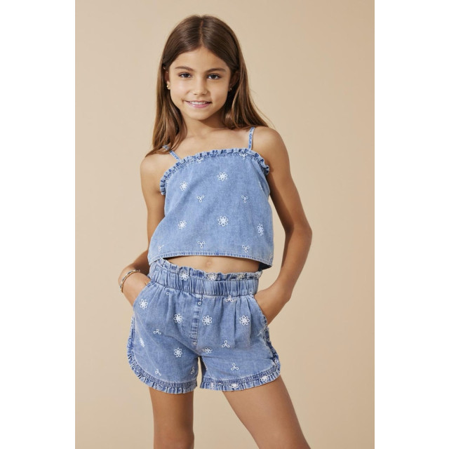 Only Kogdandy embroidery frill dnm short blue denim 2150.35.0070 large