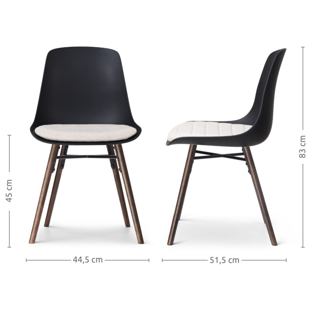 Nolon Nena-liv eetkamerstoel met beige zitkussen walnoot houten onderstel 2779774 large