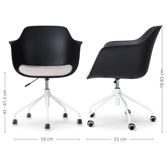Nolon Nout-liz bureaustoel met beige zitkussen wit onderstel 2180450 large