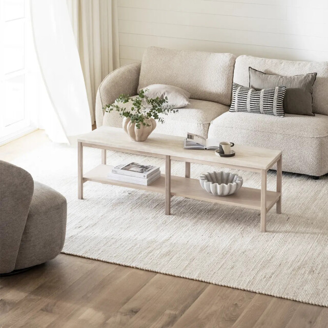 Rowico Home Orwel salontafel met travertin tafelblad whitewash 140 cm 2430613 large