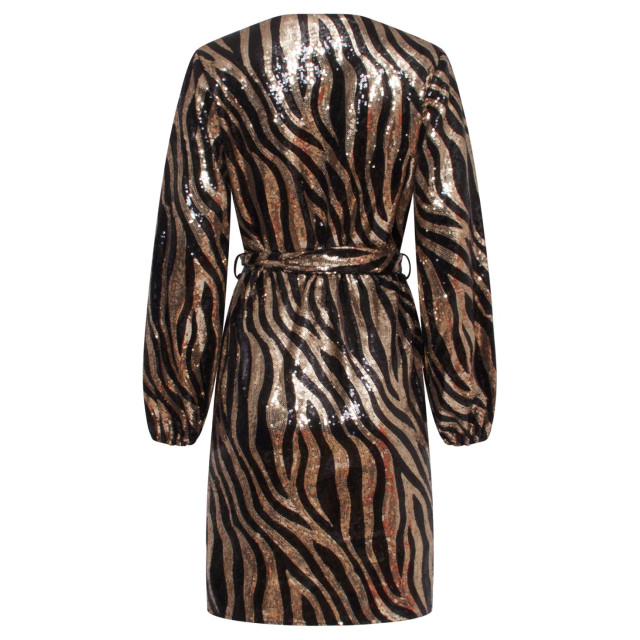 Smashed Lemon 23729-999-025 v-hals jurk met glitter zebra print in 23729-999-025 large