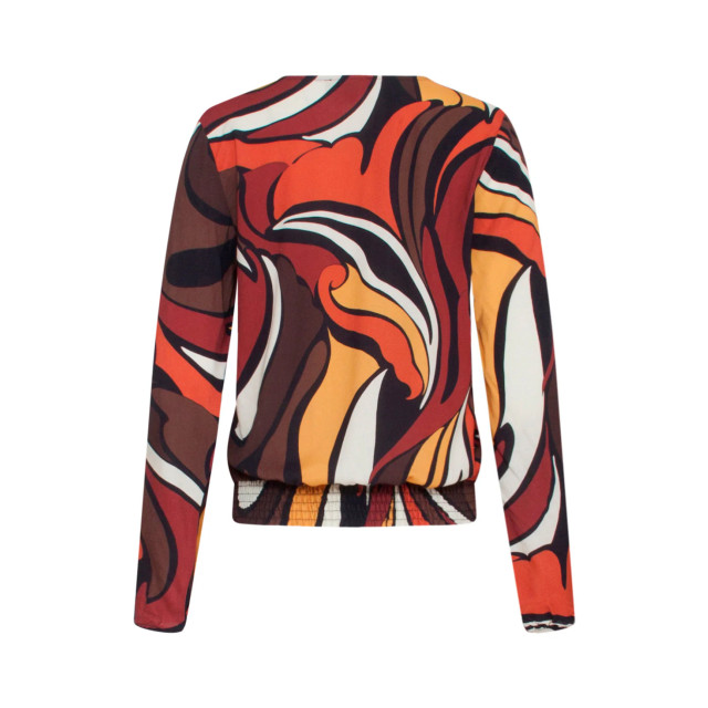 Smashed Lemon 23652 dames top met bruin oranje en gele grafisch print 23652-775-998 large