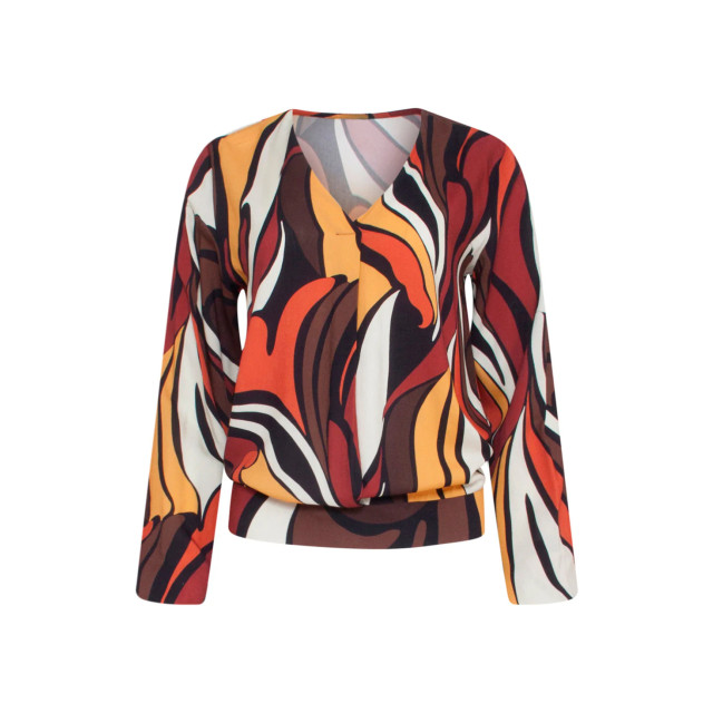 Smashed Lemon 23652 dames top met bruin oranje en gele grafisch print 23652-775-998 large