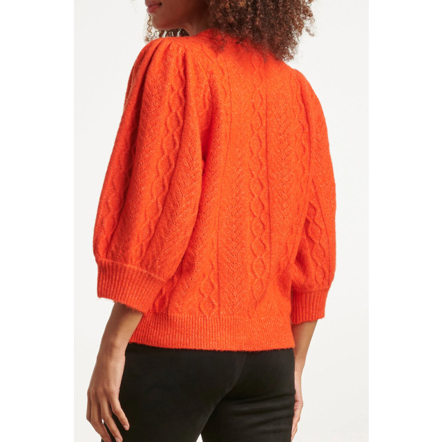 Smashed Lemon 23612 gestructureerde gebreide top met pofmouwen in fel 23612-250-4XL large