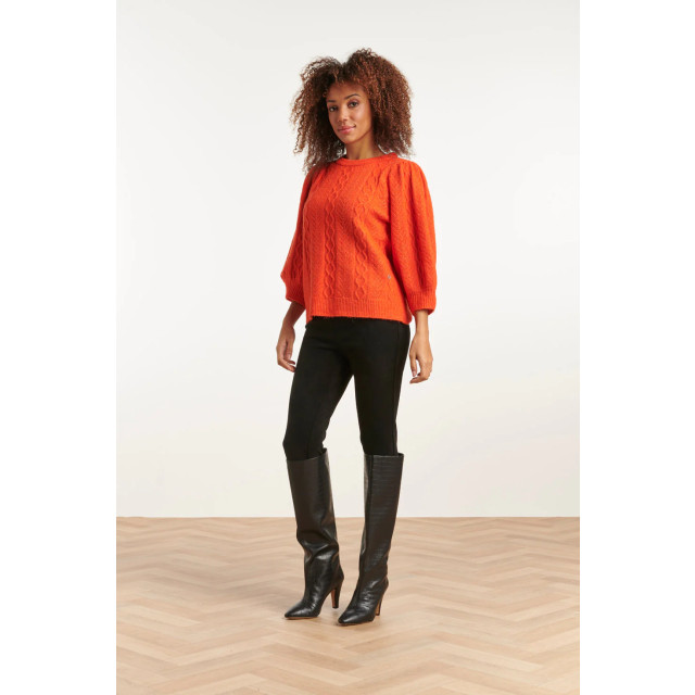 Smashed Lemon 23612 gestructureerde gebreide top met pofmouwen in fel 23612-250-4XL large