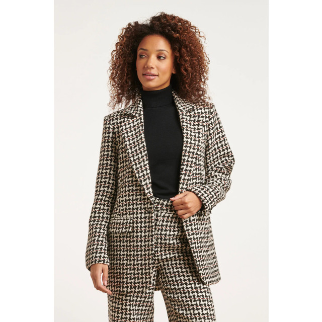 Smashed Lemon 23516 dames zwart wit pied de poule fitted blazer 23516-009-775 large