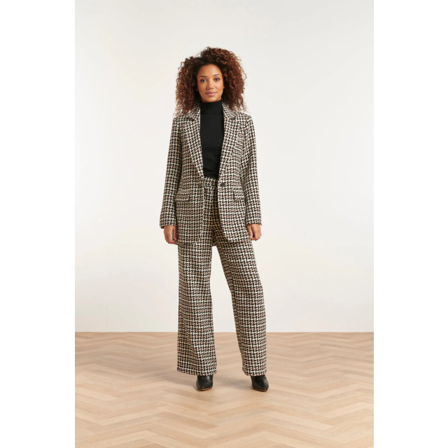 Smashed Lemon 23516 dames zwart wit pied de poule fitted blazer 23516-009-775 large