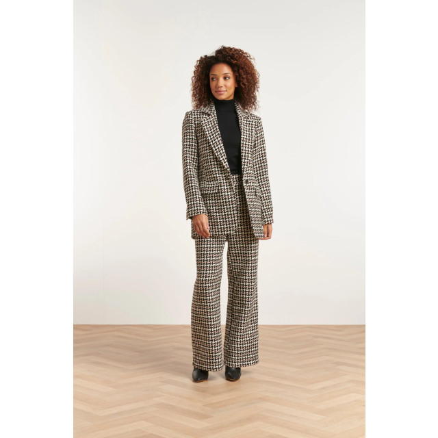 Smashed Lemon 23516 dames zwart wit pied de poule fitted blazer 23516-009-775 large