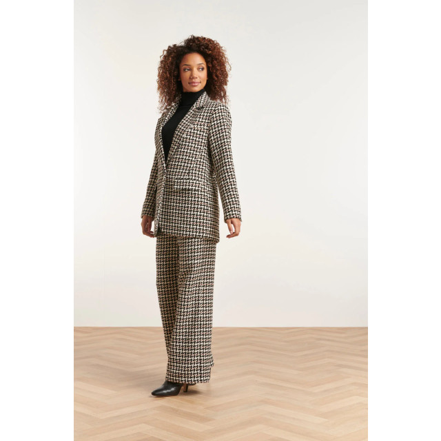 Smashed Lemon 23516 dames zwart wit pied de poule fitted blazer 23516-009-775 large