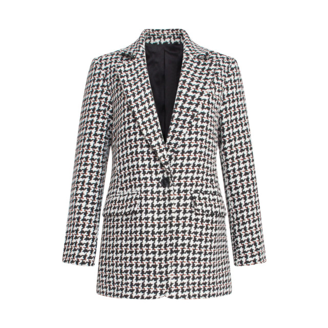 Smashed Lemon 23516 dames zwart wit pied de poule fitted blazer 23516-009-775 large