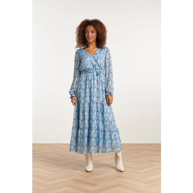 Smashed Lemon 23557 elegante maxi jurk met frisse blauw tribal print 23557-600-000 large