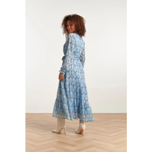 Smashed Lemon 23557 elegante maxi jurk met frisse blauw tribal print 23557-600-000 large