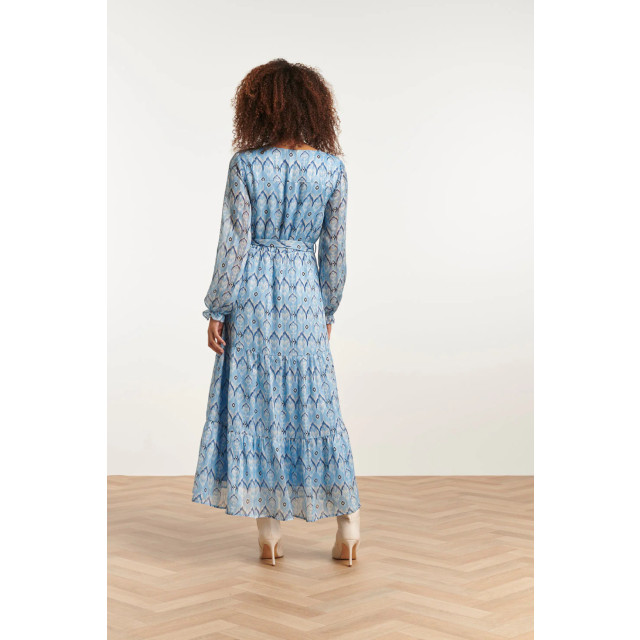 Smashed Lemon 23557 elegante maxi jurk met frisse blauw tribal print 23557-600-000 large