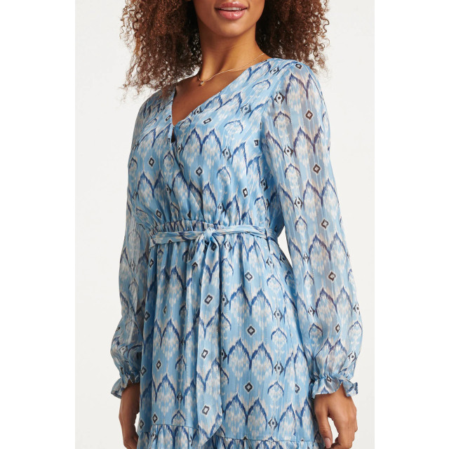 Smashed Lemon 23557 elegante maxi jurk met frisse blauw tribal print 23557-600-000 large