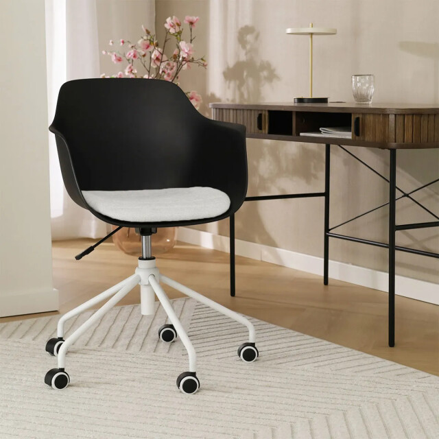Nolon Nout-liz bureaustoel met beige zitkussen wit onderstel 2180450 large