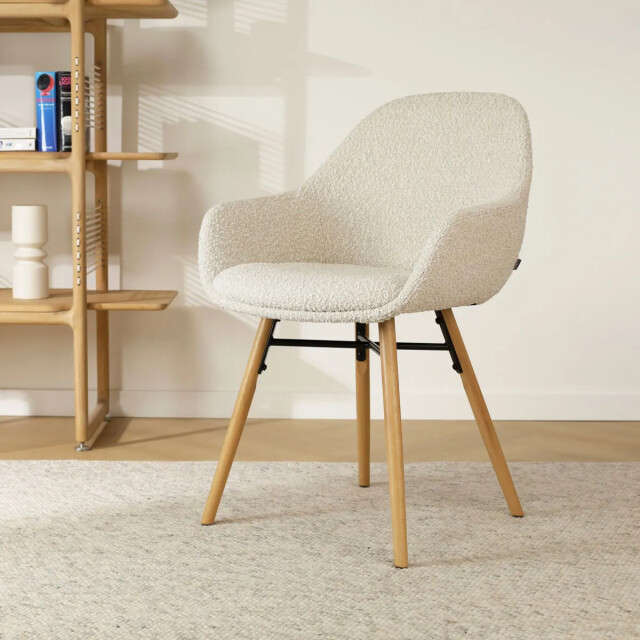 Nolon Nena-mae eetkamerstoel bouclé naturel onderstel 2794773 large